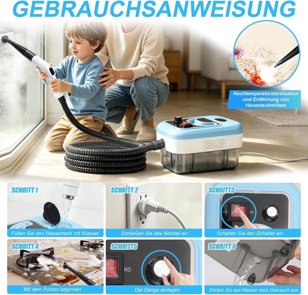 Dampfreiniger Handgerät 2,5L Wassertank Multifunktional