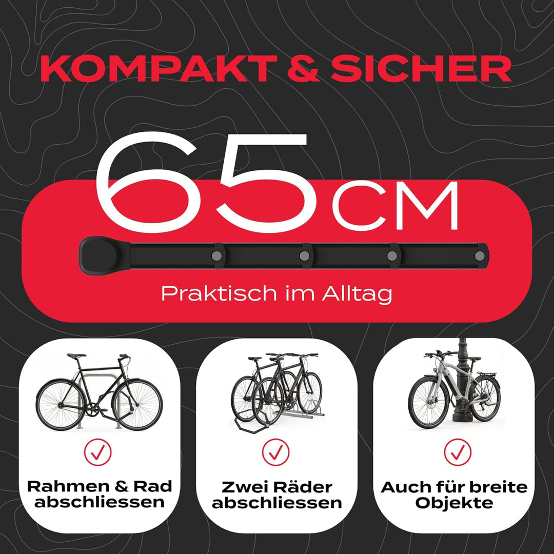 IMPACT® Fahrradschloss 65 cm – Sicheres & leichtes Faltschloss Fahrrad mit Gummibeschichtung, kompak