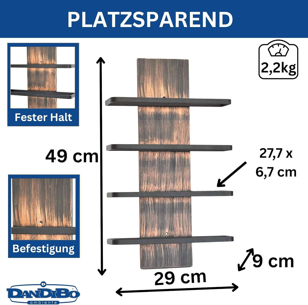 DanDiBo Weinregal Wand Metall Schwarz Modern 96694 Kupfer/Bronze Flaschenregal Schmal Wandmontage Wi