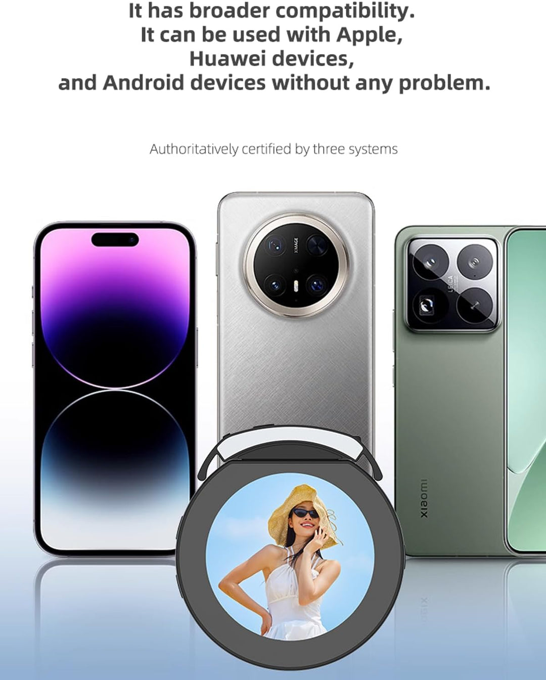 Magnetischer kabelloser Selfie-Monitor-Bildschirm für iPhone und Android, 1200 mAh mit Bluetooth-Fer