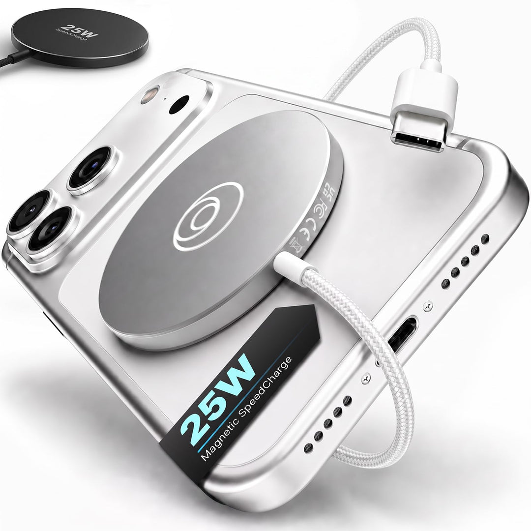 Mag-Safe 25W Ladegerät, Wireless Charger Ladepad [mit 1,2 M Kabel] für iPhone 17/16 Pro Max, Google