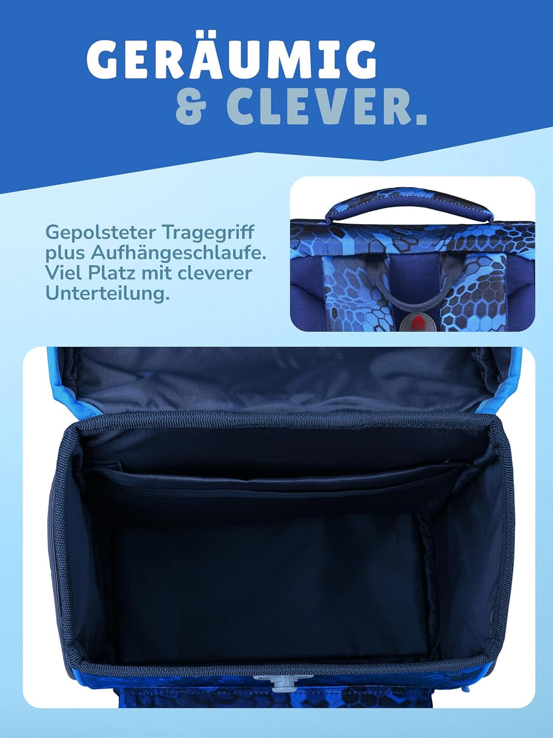 Familando - Basic-Plus Schulranzen Set - 10-teilig mit Schultüte - T-REX Dino - Ergonomisch, stabil