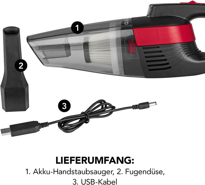 CLEANmaxx Akku-Handstaubsauger | Kabelloser Staubsauger für den Innenraum | Ideal für die Auto-Reini