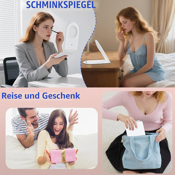 WEILY Schminkspiegel mit Beleuchtung, 10-Fach Vergrösserungsspiegel, Kosmetikspiegel mit LED Licht &amp;