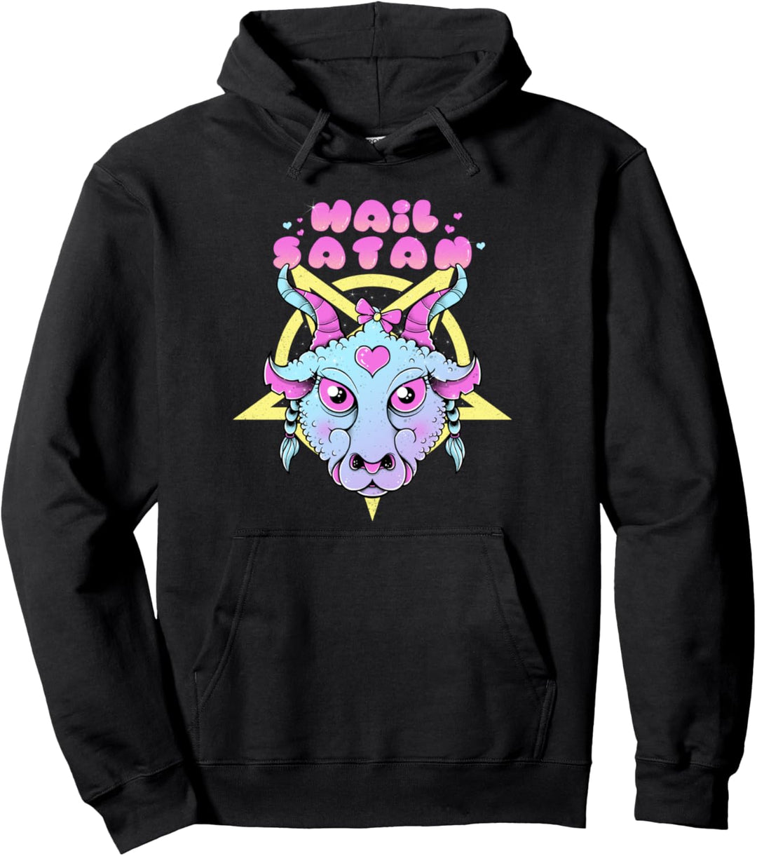 Hail Satan Goat Pentagram Kawaii Pastel Goth Gothic Clothing Pullover Hoodie
