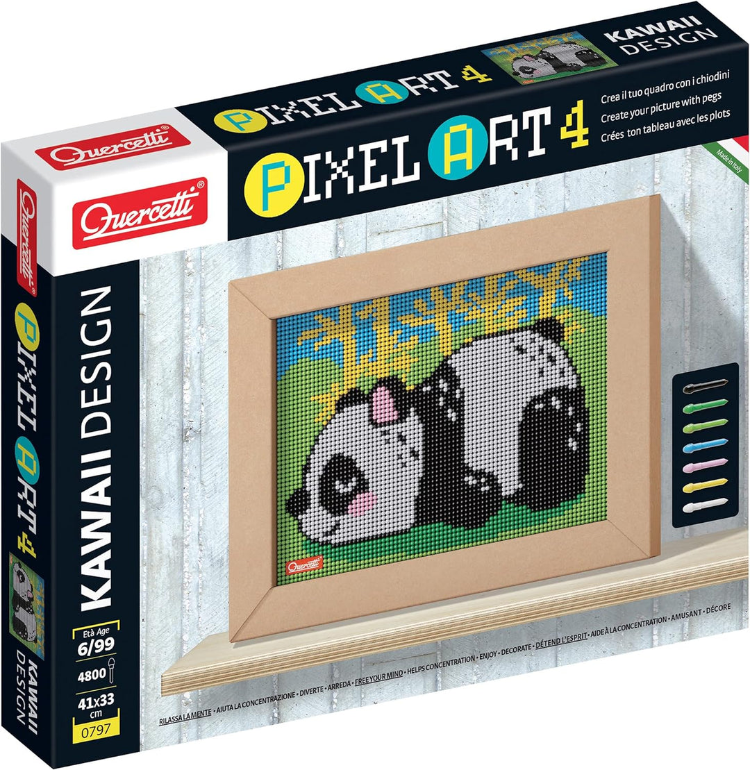 Quercetti 0797 Quercetti-0797 Pixel Art Kawaii Design Panda Steckspiel, Multicolor