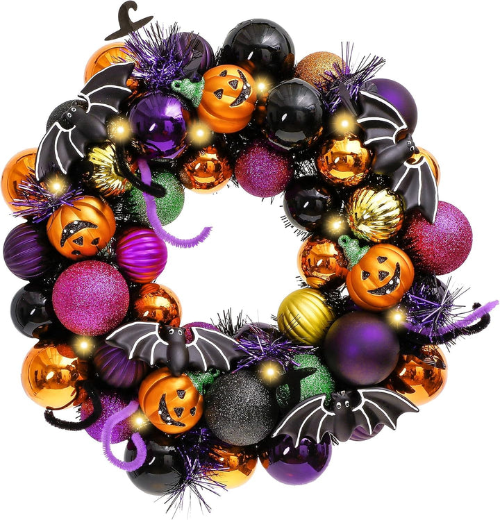 Valery Madelyn Halloween Deko, Halloween Kranz Ø 30cm, Freche Leckerbissen und bruchsichere Hallowee