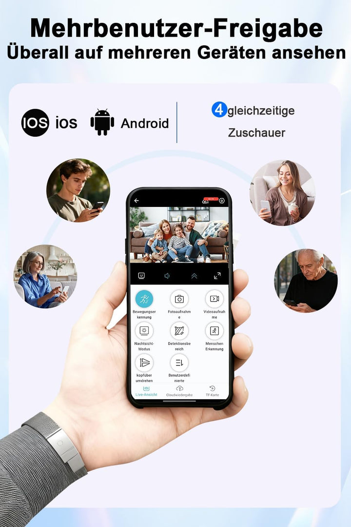 cuoum Mini-Kamera – WLAN Camera mit Live-Übertragung per Handy-App – 4K HD Nachtsicht Kamera mit Bew