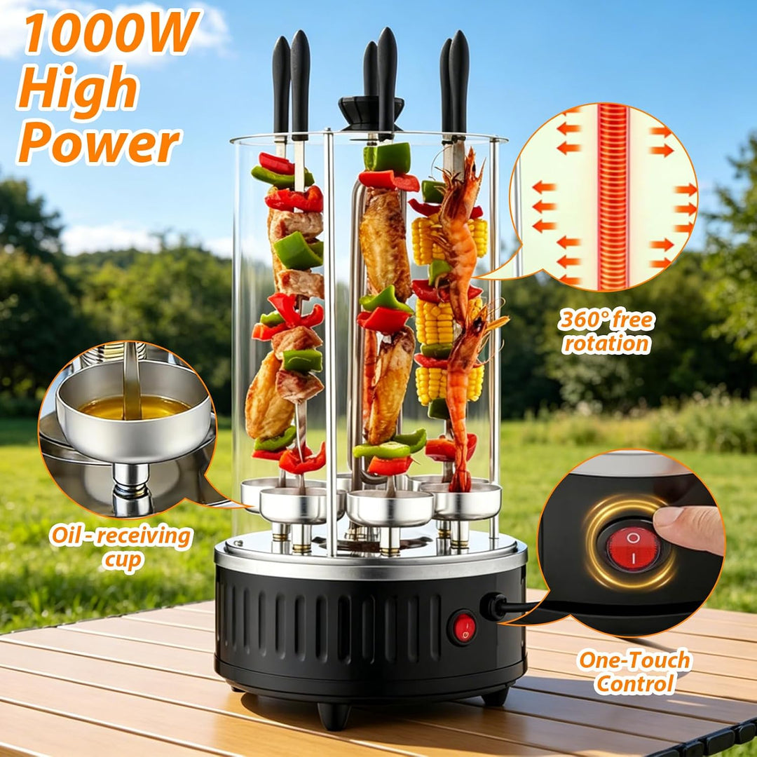 Vertikaler Elektrischer Grill, Elektrischer BBQ Tischgrill Vertikalgrill aus Edelstahl, Elektrogrill