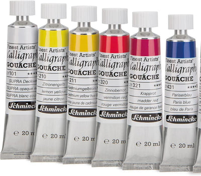 Schmincke - Calligraphy Gouache, 12 x 20 ml-Tuben, 72 028 097, 12 feinste Kalligraphie Farbtöne im H