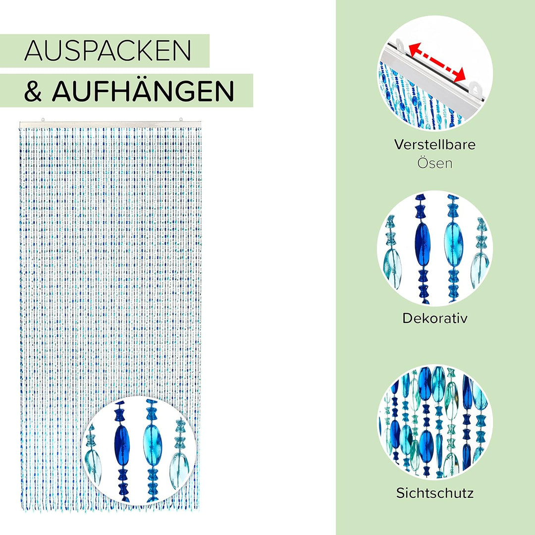 Kobolo Türvorhang Ocean Perlenvorhang - Balkon/Terrassentür - 90x200 cm