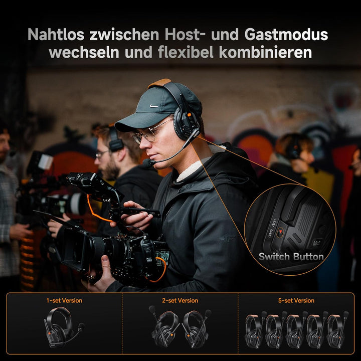 COMICA Seekcom S1 Drahtloses Intercom-Headset-System, 2,4 GHz Vollduplex für 5 Personen, AI/ENC-Raus