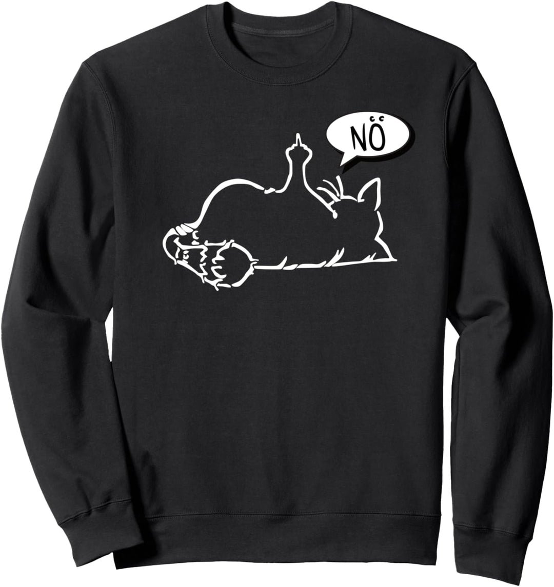 faule lustige Katze zeigt Stinkefinger - NÖ - schwarze Katze Sweatshirt