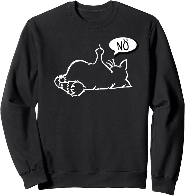 faule lustige Katze zeigt Stinkefinger - NÖ - schwarze Katze Sweatshirt
