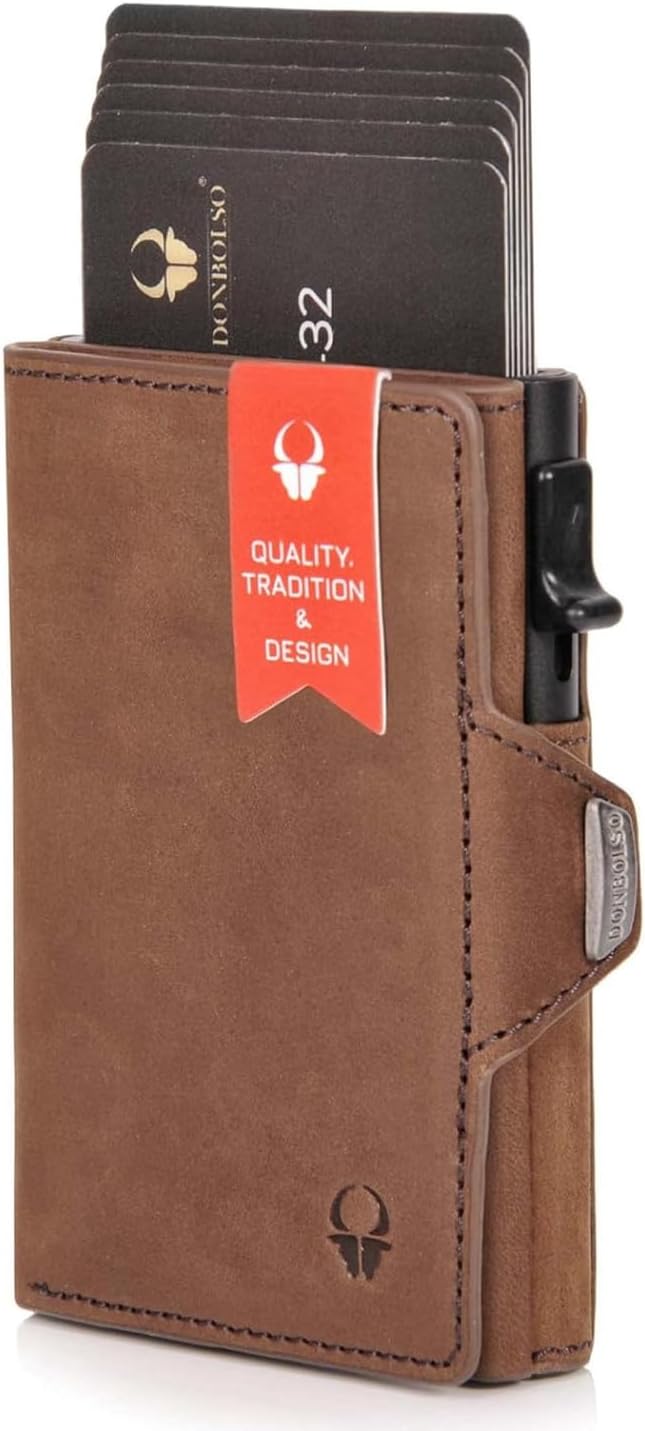 DONBOLSO Wallet Flip I Slim mit Flipcase I Leder Geldbeutel mit RFID Schutz I Schmale Geldbörse mit