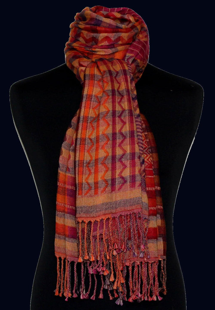 Lorenzo Cana Damenschal Pashmina Schaltuch aus 90% Baumwolle mit 10% Wolle Stola Damenschal Naturfas