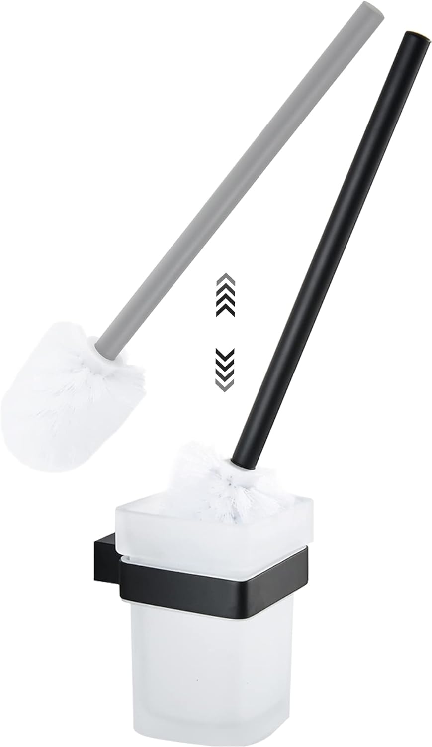 CASEWIND Toilettenbürstenhalter Schwarz, WC Bürste Set Matt Edelstahl, Wandmontage Klobürstehalter m