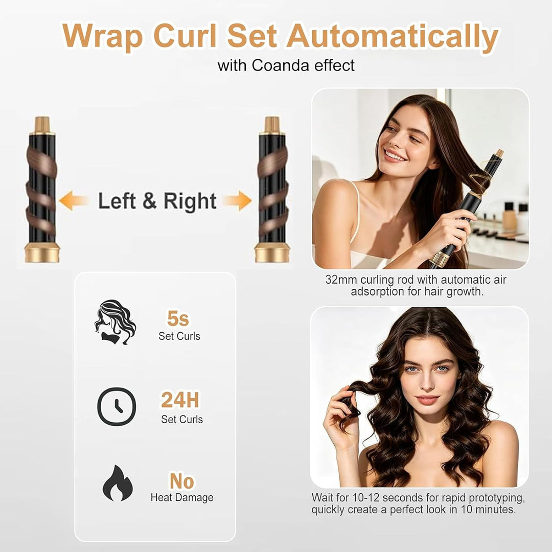 Hair Styler 5 in 1, Airstyler Haarstyler Set mit LCD-Bildschirm, Rundbürstenföhn, Warmluftbürste, Ai