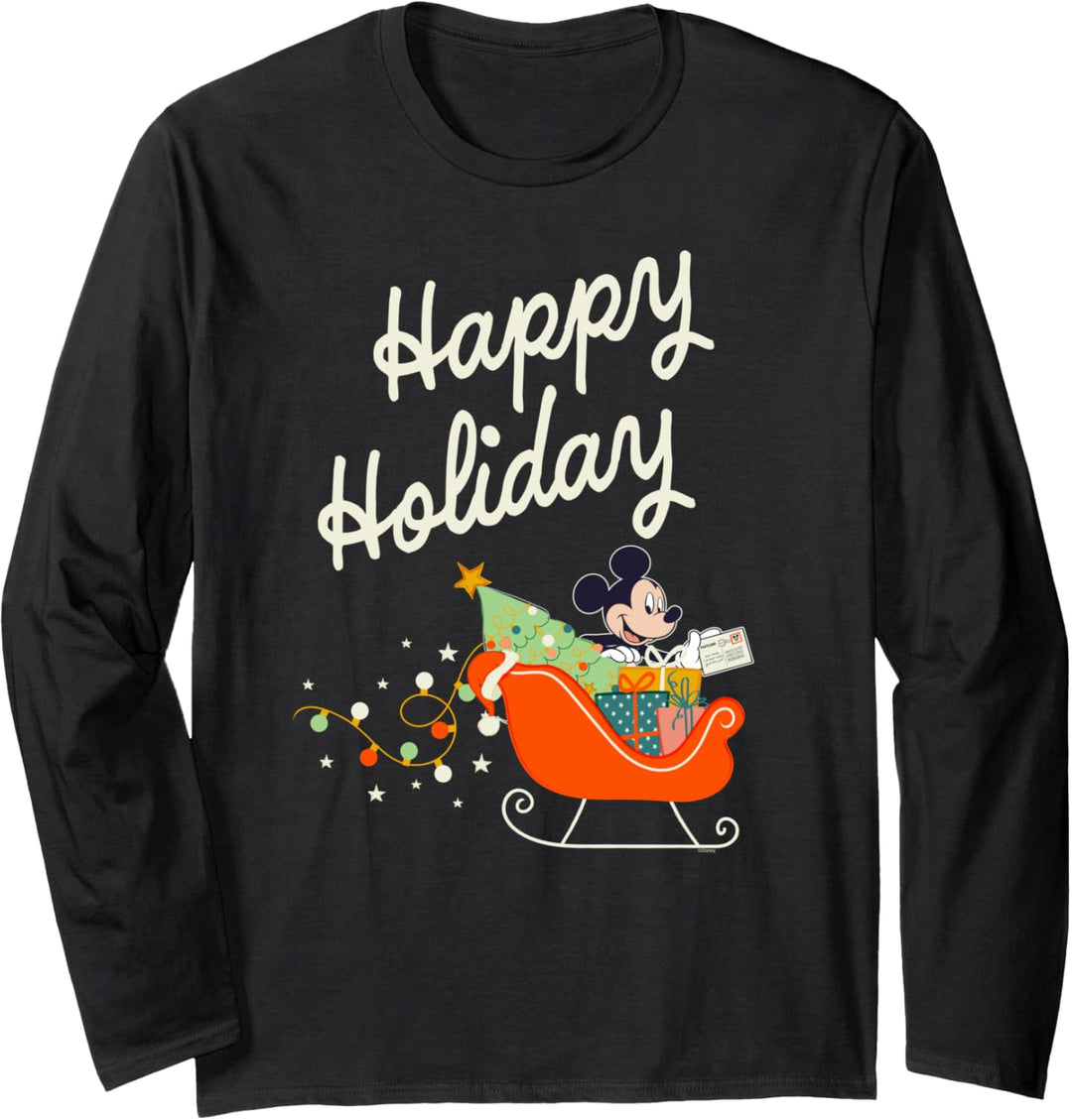 Disney Mickey Mouse Happy Holiday Christmas Sleigh Delivery Langarmshirt