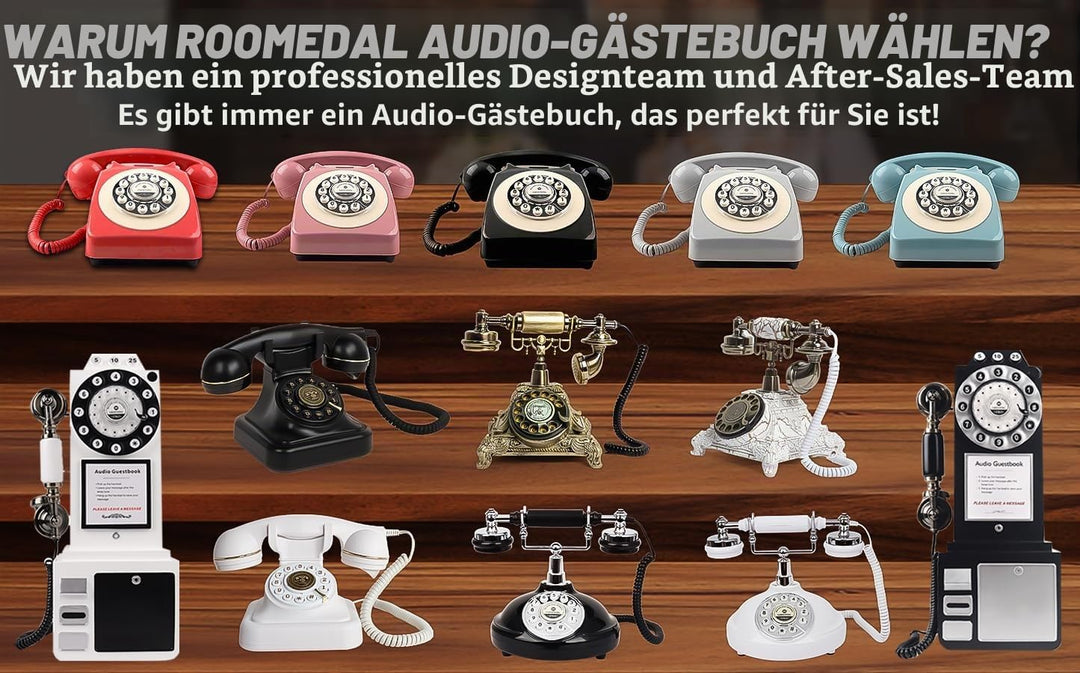 Audio-Gästebuch, Hochzeitstelefon, Aufzeichnung individueller Audio-Nachrichten mit Gästebuch, Retro