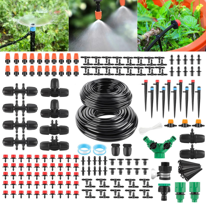 315PCS Bewässerung Garten Set 60+15M DIY Garten Bewässerungssystem Gartenbewässerung Pflanzen Bewäss