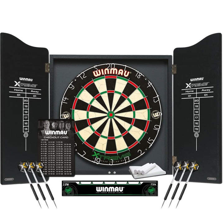 WINMAU Xtreme Dartscheibe, Schrank und Dartset mit Zubehör
