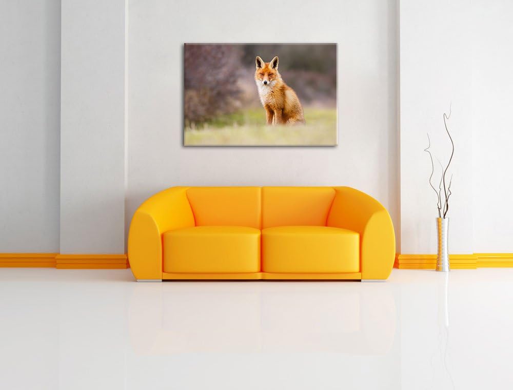 Pixxprint Listiger Fuchs Format: 100x70 auf Leinwand, XXL riesige Bilder fertig gerahmt mit Keilrahm