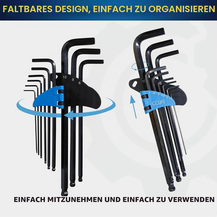 CCLIFE 19 tlg Torx Innensechskant verlängert Winkelschlüsselsatz mit Griff Innensechskantschlüssel m