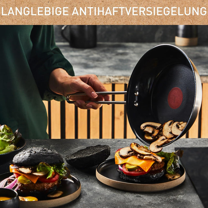 Tefal Nordica Edelstahl-Keramikpfanne 24 cm, Antihaftversiegelung, integrierter Thermo-Signal Temper