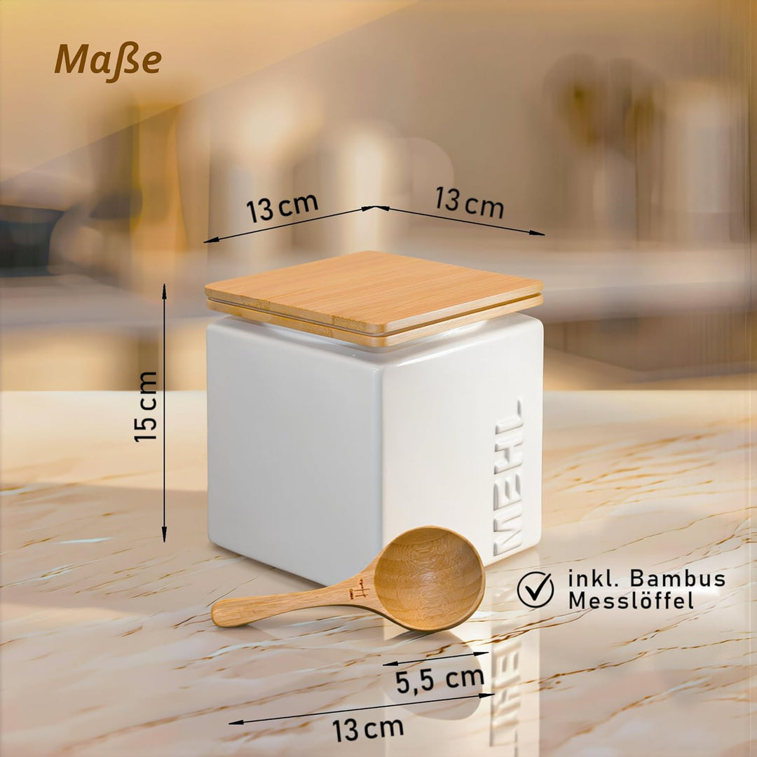 HWG-Home® - Mehl Aufbewahrung Luftdicht 1kg - für lange Haltbarkeit - Design Mehlbehälter und Vorrat