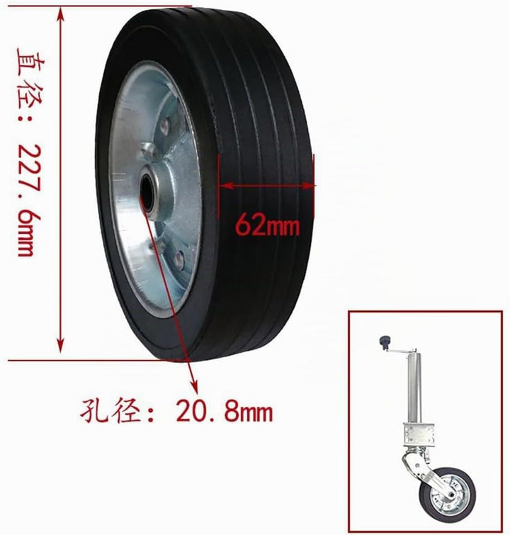 HEYOUTH Ersatzrad 228x60mm für Anhänger Stützrad | 300 kg Traglast | Ø 20mm Achsdurchmesser,Vollgumm