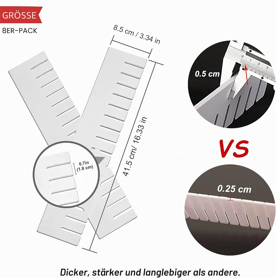 HGYZE Schubladentrenner Verstellbar 9cm Hoch, Schubladenteiler 42cm länge, Weiss Schubladen Organize