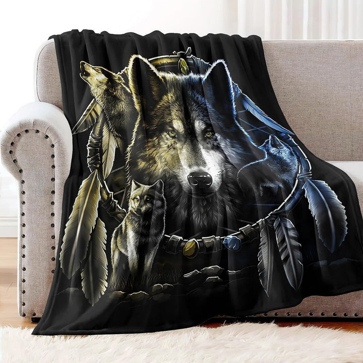 YISUMEI Decke 150x200 cm Kuscheldecken Sanft Flanell Weich Fleecedecke Bettüberwurf Wolf Mandela 150