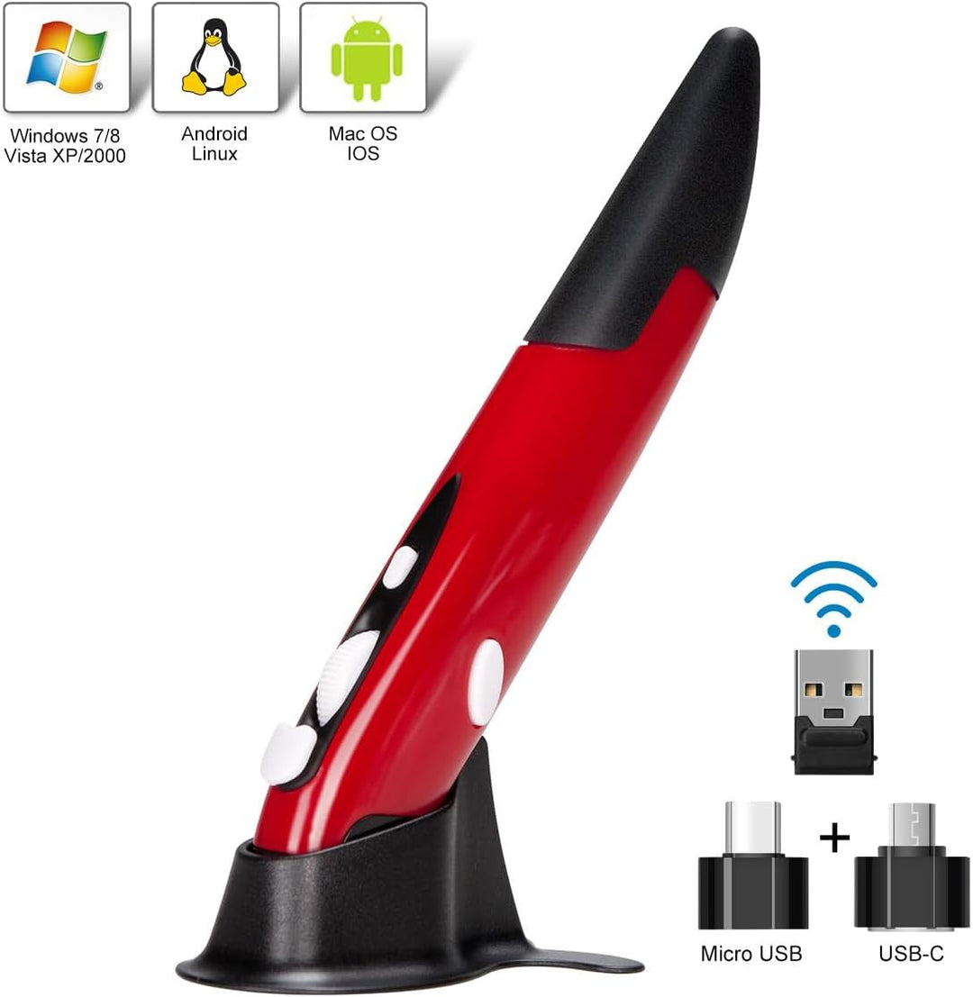Lychee Lyhee Kabelloser Maus-Stift, 2,4 GHz, optische USB-Maus mit einstellbaren DPI-Werten auf 500/