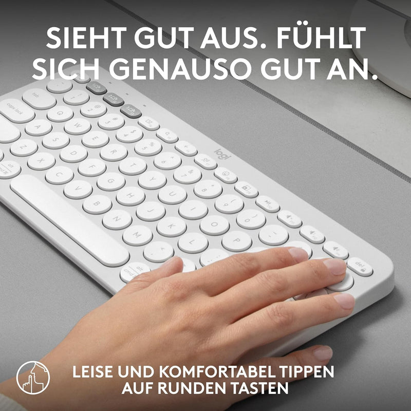 Logitech Pebble Keys 2 K380s, kabellose Multi-Device Bluetooth-Tastatur mit anpassbaren Sondertasten