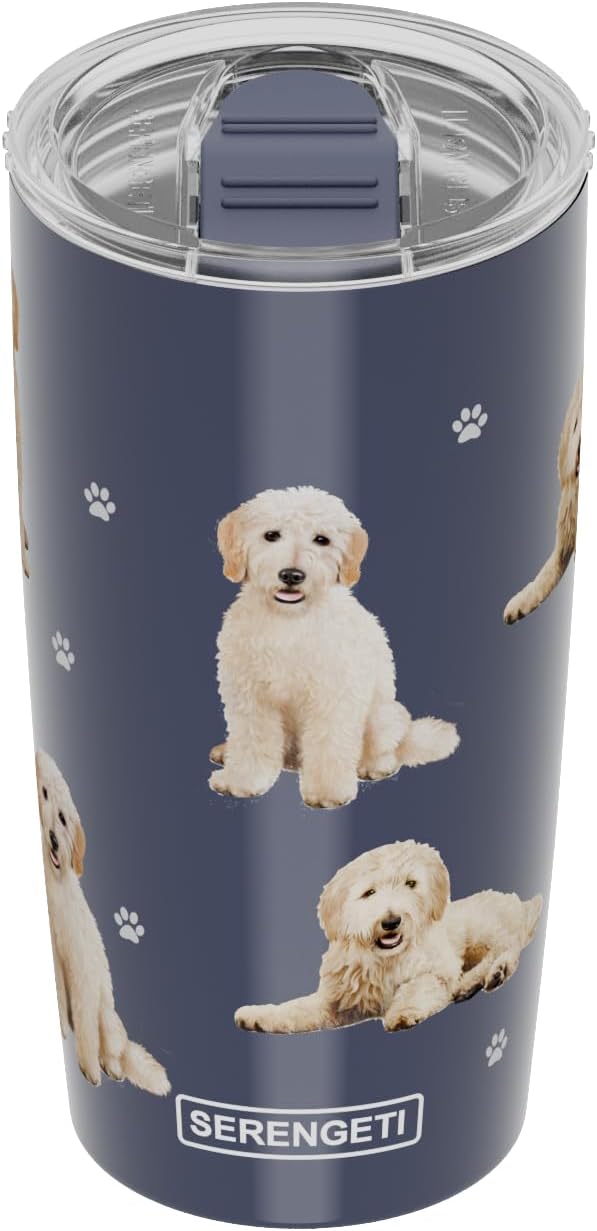 SERENGETI Goldendoodle Thermobecher aus Edelstahl, vakuumisoliert, mit auslaufsicherem Deckel, 3D-Dr
