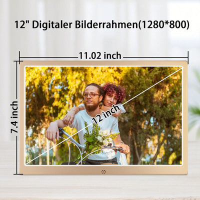 TSITSC 12 Zoll Digitaler Bilderrahmen, 1280 * 800 IPS-Bildschirm Metall Elektronischer Bilderrahmen