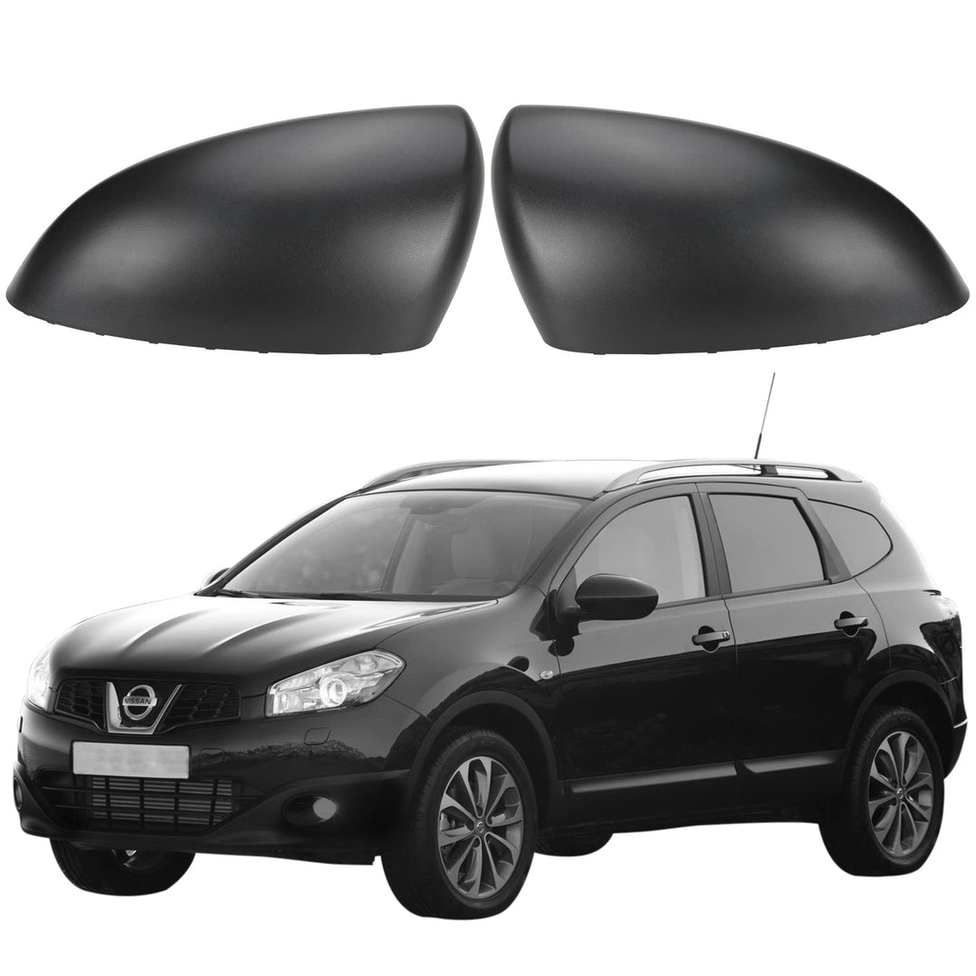 Auto Spiegelkappen, Ersatz für Nissan Qashqai 2007–2014 strukturierte schwarze Aussenspiegelabdeckun
