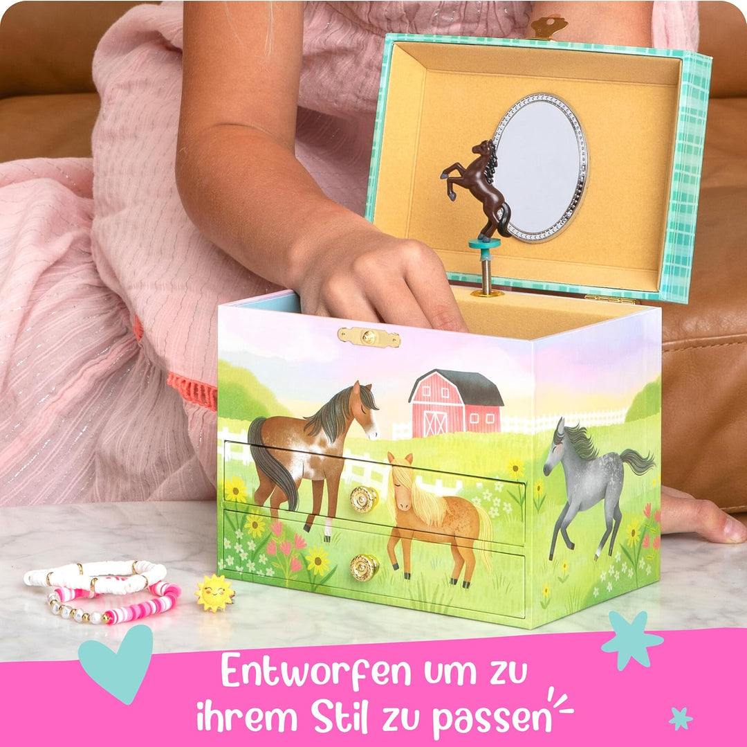 Giggle & Honey Musik Schmuckschatulle - Pferdspielzeug für Mädchen 4-6 Jahre, Geschenke Pferd und Ki