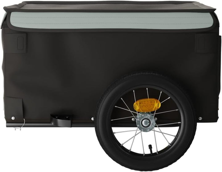 Mangloder Fahrradanhänger Schwarz Blau Eisen mit Deichsel, Sicherheitsflagge, Laderaum 62x40x31, für