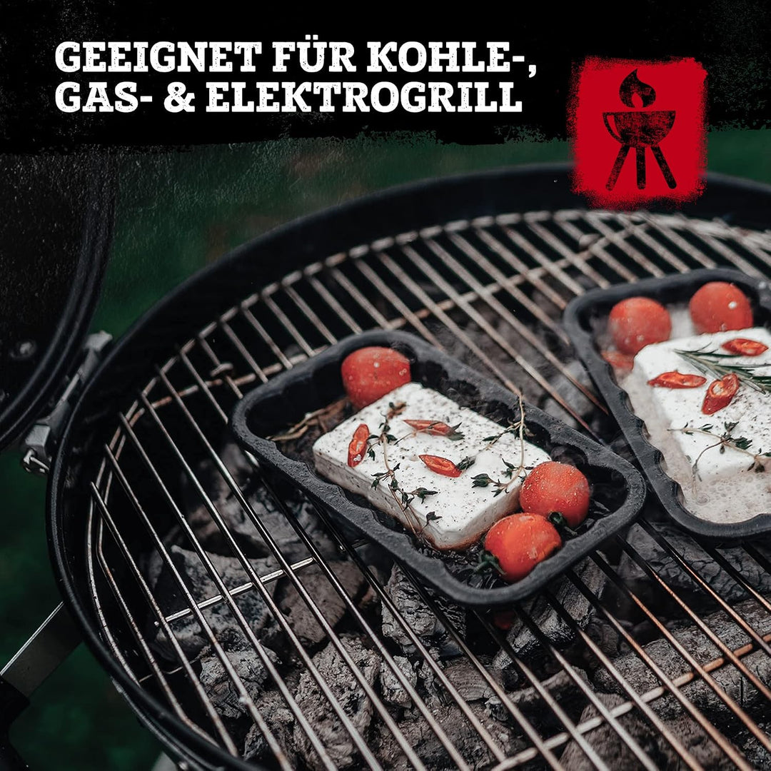 FMprofessional Grillschale aus emailliertem Edelstahl by Fackelmann – Wiederverwendbare Schale für d
