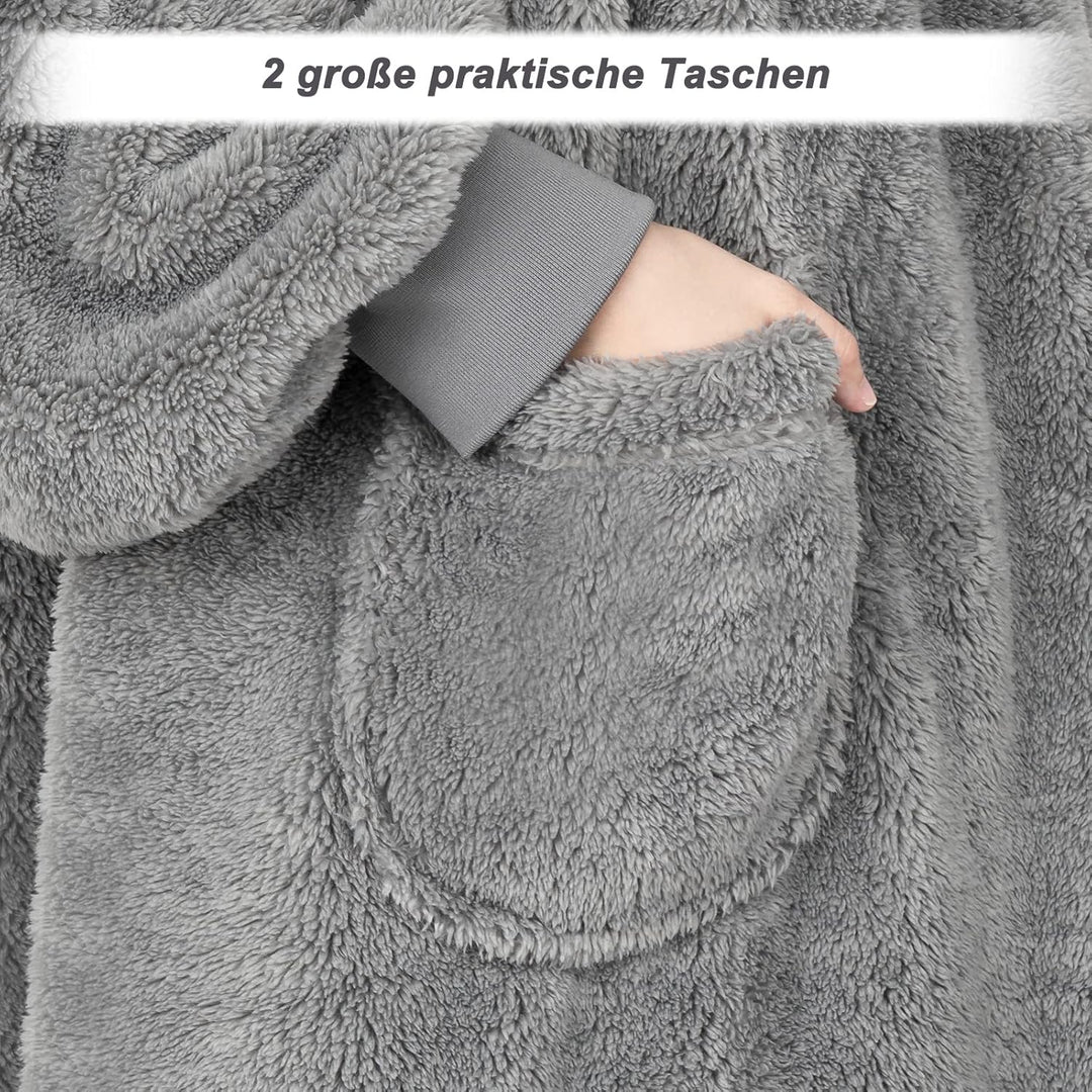 WOLTU Hoodie Decke mit Ärmeln Kapuze, Oversized Kapuzenpullover flauschig, Oeko-TEX Zertifiziert, we