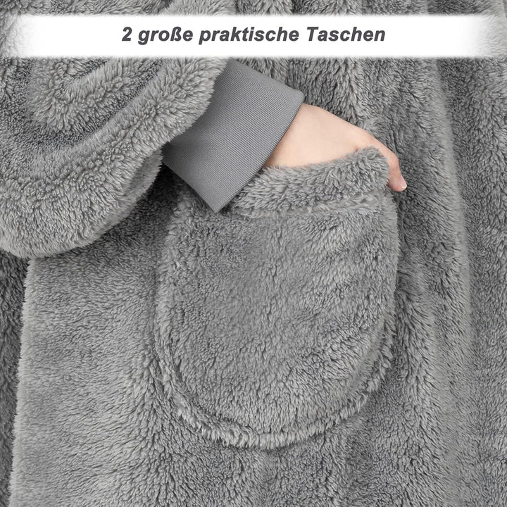 WOLTU Hoodie Decke mit Ärmeln Kapuze, Oversized Kapuzenpullover flauschig, Oeko-TEX Zertifiziert, we