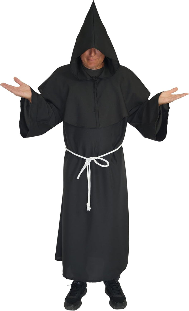 MAYLYNN 18109 - Kostüm Mittelalter Mönch Herren Abt schwarz 3tlg, Grösse:M/L M-L Schwarz, M-L Schwar