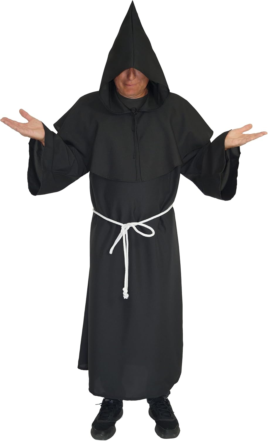 MAYLYNN 18109 - Kostüm Mittelalter Mönch Herren Abt schwarz 3tlg, Grösse:S S Schwarz, S Schwarz