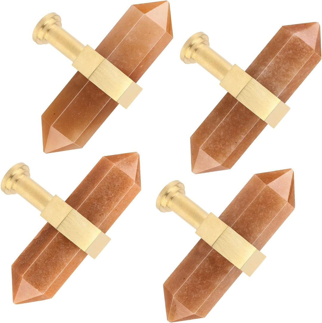 mookaitedecor Satz von 2 Roter Aventurin Sechseck Double Kristall Punkte Schublade Knöpfe mit Schrau