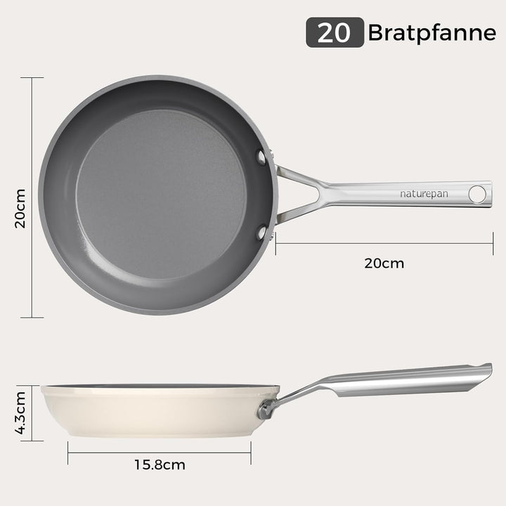 DiamondTitan Keramik Pfanne 20cm, Antihaft Bratpfannen für alle Herdarten, PTFE-frei PFAS-frei PFOA-