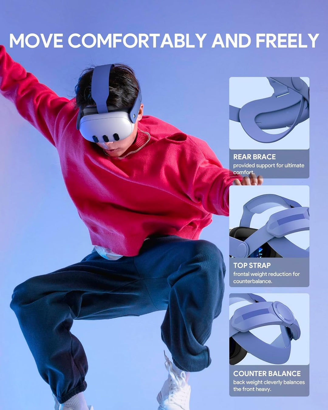 Aubika Color Strap per Meta Quest 3, Ricambio Reversibile e Regolabile Zubehör per Oculus Quest 3 El