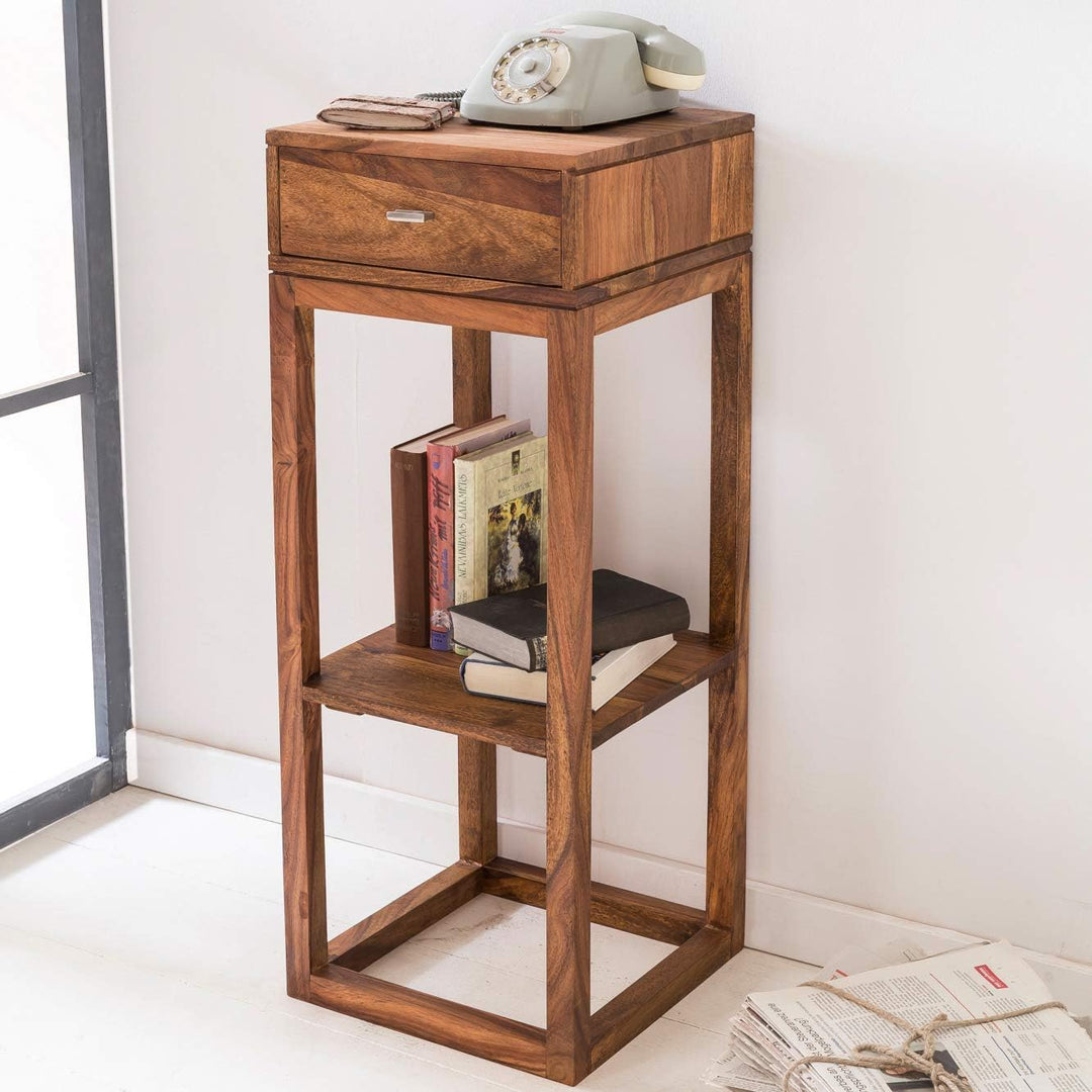 FineBuy Möbel zum Wohlfühlen Massiver Beistelltisch PATAN Holz Massiv 90 x 35 x 35 cm | Telefontisch