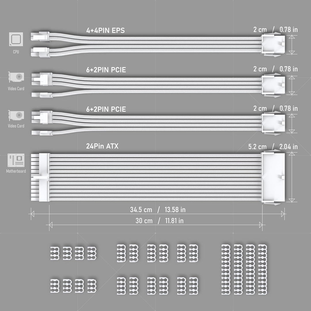 EZDIY-FAB PSU Verlängerungskabel Ummanteltes Custom Mod PC Stromversorgungskabel,Weiches Nylongeflec